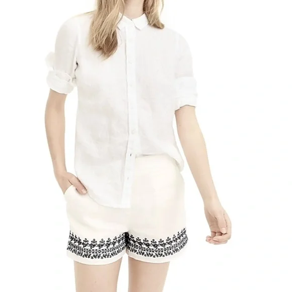 J. Crew Embroidered-trim line shorts size 0 - Picture 2 of 11